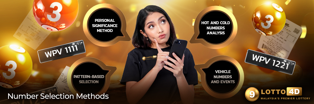 Different methods for selecting 4D lottery numbers including lucky numbers, hot/cold analysis, pattern recognition, and random selection