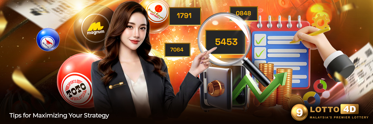 Tips for Maximizing Your Strategy - Infographic showing tips for maximizing 4D betting strategy including bet type selection, budget management, and ROI calculation